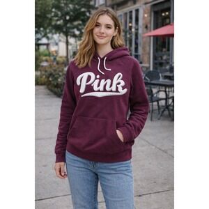 Victoria Secret Pink Vintage Y2K Burgundy Women's Hoodie Size Small Petite